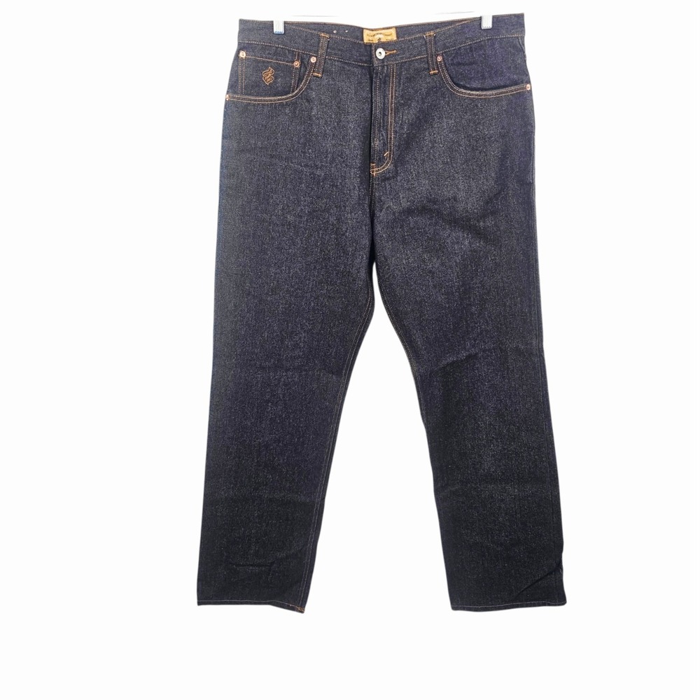 Vintage Y2K Rocawear Raw Denim Jeans Mens 38x34 Dark Indigo Baggy Hip Hop